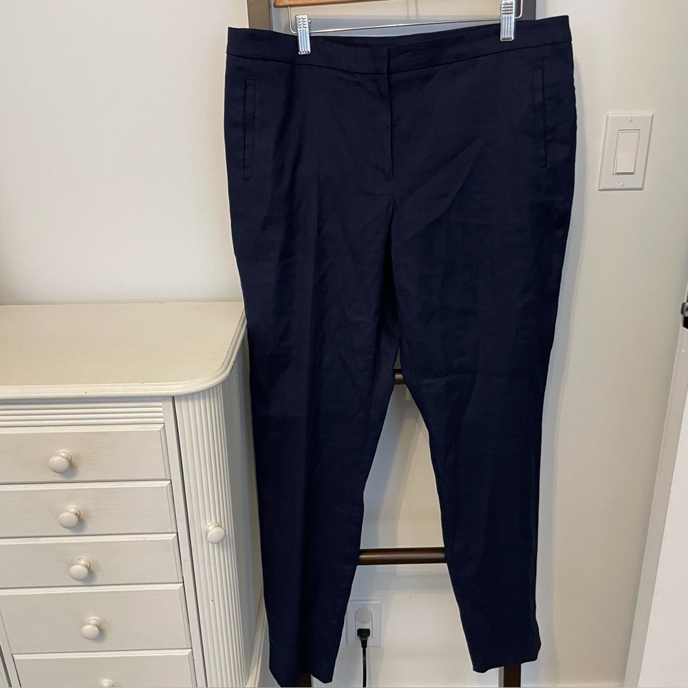 Classic Navy Blue Trousers by willow and thread. Linen blend. Size 15
